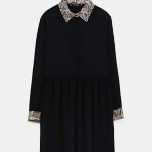 Zara snakeskin contrast shirt dress